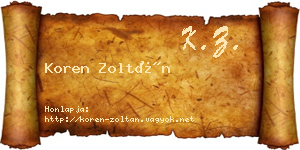 Koren Zoltán névjegykártya